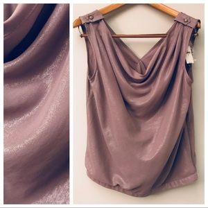 NWT Gap metallic mauve drape-front tank blouse M
